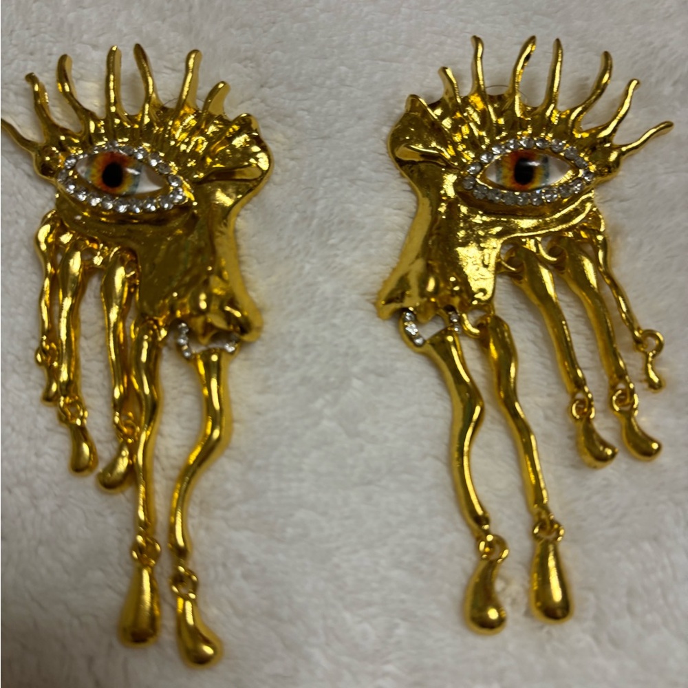 Schiaparelli Inspired Red-Eye Earrings. NWOT